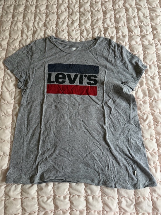 Levi's Tops - Levi's Women's Gray Tee with Navy and Red Logo